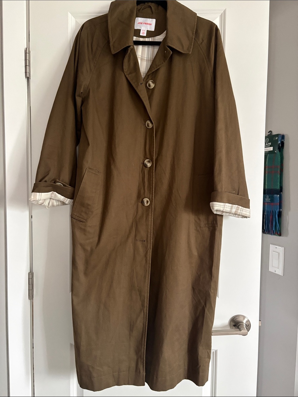 Joe Fresh Olive Trench Coat with Button Front